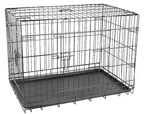 Transportbox für Hunde, Katzen, Hunde und Haustiere in verschiedenen Größen Drahtkäfig Hunde Transportwagen Schwarz mit 2 Türen Faltbar 106 x 76 x 71 cm
