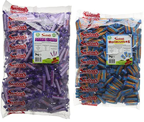 Swizzels 3kg Bulk Sweets Bag of Parma Violets - Party Pack & Refreshers Original Lemon Flavour , 3kg