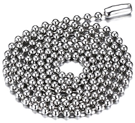IFUAQZ Titanium Stainless Steel Bead Chain Necklace for Men Women Small Beads Ball Link Chains 18 to 36 Inches, Metal, No Gemstone