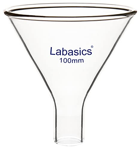 Labasics Imbuto per Polveri in Vetro, Imbuto a Stelo Corto in Vetro Borosilicato a Parete Pesante con Diametro Superiore di 100 mm e Diametro Dello Stelo di 32 mm