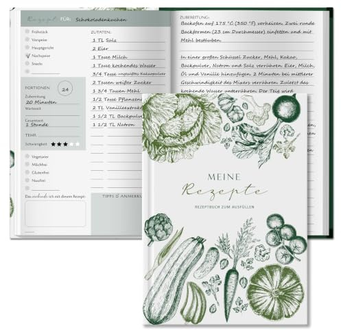 BIROYAL Libro de recetas A5, tapa dura, libro de recetas, libro de recetas para escribir, libro de cocina DIY, libro de hornear para escribir | Mis recetas | Libro de recetas favorito para rellenar