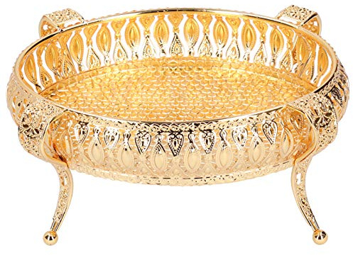 Goldenes Serviertablett, Metall Dessert Tablett, Kuchen Aufbewahrung Schale, Obst Snack Süßigkeiten Dekorativer Teller für Hochzeit, Zuhause, Geburtstagsfeier