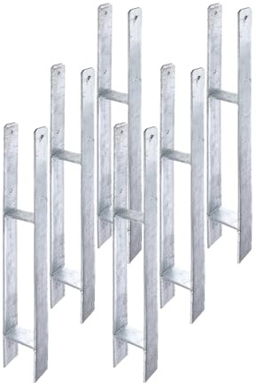6 x siwitec H-Pfostenträger 800 x 91 mm, Materialstärke 6 mm, feuerverzinkt, Pfostenanker zum Einbetonieren mit CE-Kennzeichnung, Pfostenträger zum Einbetonieren, Pfostenschuh, Pfostenhalter