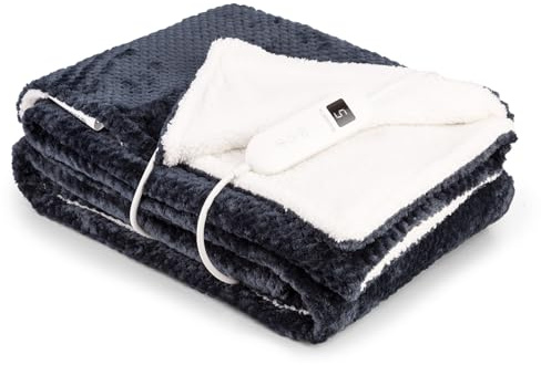 Klarstein XL Elektrische Kuscheldecke, Heizdecke mit Abschaltautomatik, 180x130 cm Elektrische Wärmedecke Maschinenwaschbar, Doppelseitige Heizdecke für Bett & Sofa, Wärme Decke mit 9 Heizstufen