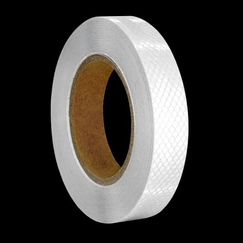 TONAUP Bande réfléchissante - 23 m x 2,5 cm - Étanche - Ruban réfléchissant - Blanc - Intensité - Pour vélo, véhicules, voitures