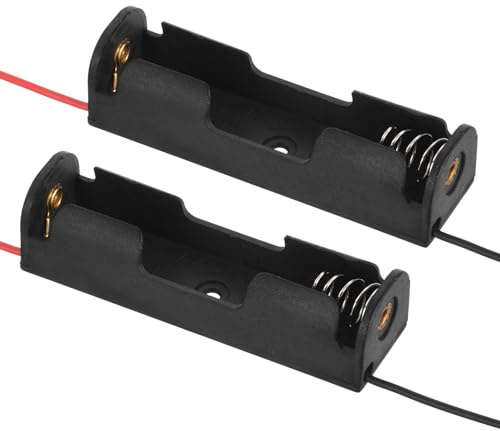 QUARKZMAN 1 x 1,5V AA Batteriehalter x 2 Stück, Schwarz | 2-Draht-Federbelastete Batteriebox für elektronische DIY