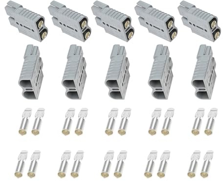 10 PCS 1/0-4 Gauge 175A Battery Quick Connect Disconnect Connectors Plug | 175Amp 600V Anderson Plug Connectors Kit for Car Trailer Winch Lift Motor Battery Cable Connector (Grey)