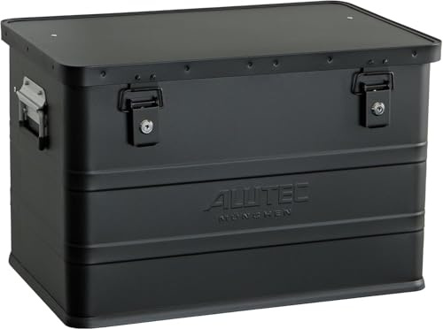 ALUTEC Scatola in alluminio Classic 68 (colore nero, capacità 68 l, dimensioni interne (L x P x A) 550 x 350 x 355 mm/dimensioni esterne 575 x 385 x 375 mm, scatola portaoggetti, scatola in alluminio)