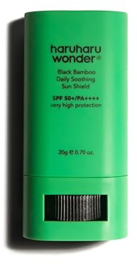 haruharu wonder Black Bamboo Daily Soothing Sun Shield, 20 gr | Protector facial 50+SPF uso diario en stick, acabado mate y refrescante, todo tipo de pieles, Vegano, Cruelty Free