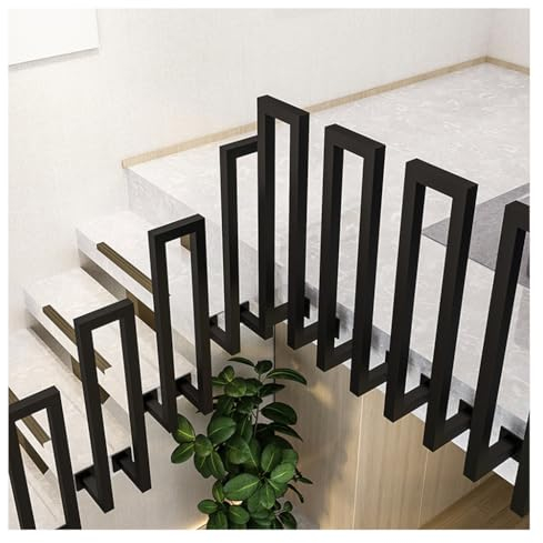 YFSJJ Geländer Treppe Seitliche Montage,U-förmige Treppengeländer Innen,Dachboden Dekorative Handlauf,Behinderte rutschfeste Flurdeck,Villen, Balkone,Flure,Wohnungen(Size:U 55cm,Color:Schwarz)