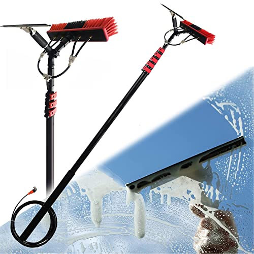 Poste De Limpieza De Ventanas Kit De Poste Alimentado por Agua Cepillo Telescópico Limpiacristales Extensible Lavadora Limpiador De Techo Panel Solar De Vidrio para Exteriores,9m