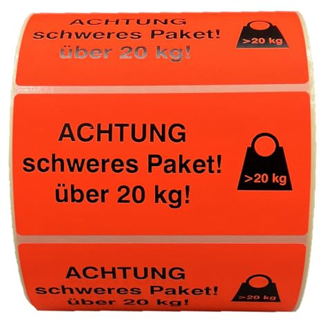 Giese-GEF Aufkleber über 20 kg Paketgesetz - 1.000 Kennzeichnungsaufkleber 100x40mm