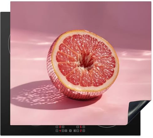 KitchenYeah© Coperchio Piano Cottura 59x51 cm Cucina Copri Fornelli Tappetino Induzione Antiscivolo Piastra Protezione Pompelmo - Rosa - Discoteca - Lucido