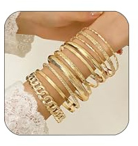 Uwiyo 10-12 Stück Gold Armreif für Damen, Stapelbare Gold Armband Böhmen Manschette Armreif Indischer Armbänder Schmuck für Frauen Mädchen
