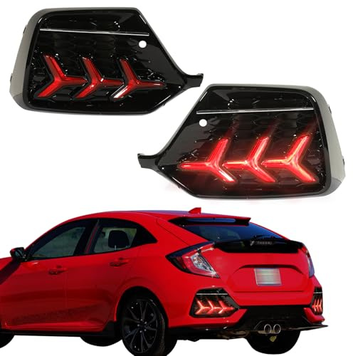 SDTSSYVE Led Fog Lights Lamp Fit for 2017-2021 Honda Civic Sport Hatchback Rear Reflector Brake Tail Light (Hatchback Brake Led 17-21)