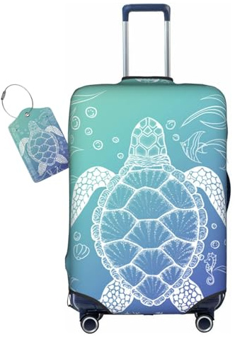 Vridoyt Ocean Sea Turtle Luggage Cover Washable Suitcase Protector, Turtle Theme Party Luggage Tag Travel Birthday Gifts For Men Women (M 22-25 Inch Luggage)