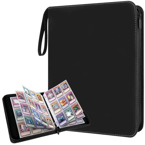 Vicloon Álbum de Cartas Coleccionables, 50 Paginas 900 Cartas Carpeta Coleccionista de Cartas, Cuero PU Impermeable Carpeta de Tarjetas, para Stockage Cartas Coleccionables, K-pop Photocard-Negro