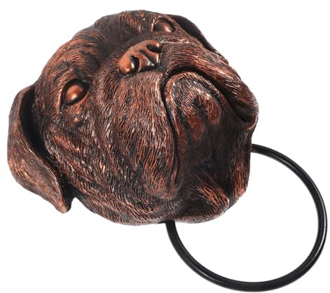 NUOBESTY Dog Head Door Knocker Ring Knocking Sculpture Accent Decor for Door Decoration Pull Handle Brushed Finish