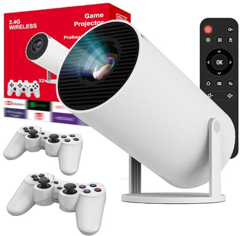 Console de jeu vidéo rétro M300 Max améliorée, projecteur de jeu HY300, + 2 manettes sans fil, console de jeux rétro Plug and Play, 20 000 jeux classiques, clé de voûte automatique, 720p (M300 Max)