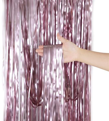 Lifup Lametta Fransenvorhang Metallic Luftschlangen Vorhänge fur Glitzer Party Matt Rot 100 cm x 200 cm