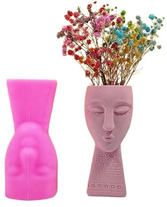 Molde de silicona para maceta, figura artística de hormigón, moldes para macetas, cementos, textura de silicona para florero