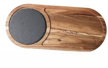 Warmhm Solid Wood Black Tray for Food Serving Western Cuisine Snack Plate Craft Tray for Household