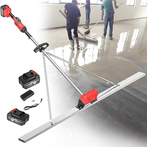 Kit Vibrant Électrique Pour Chape En Béton, Outil De Vibrateur De Finition Pour Béton Avec Planche En Acier Inoxydable Et 2 Batteries, Chape En Ciment Sans Fil 150 Cm/180 Cm,1.5m
