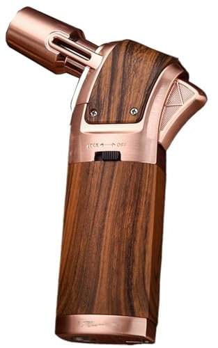 Chalumeau de Cuisine Professionnel avec Flamme réglable et verrouillable, Rechargeable, for Barbecue, pâtisserie, crème brûlée, travaux manuels et Soudure(Brass)