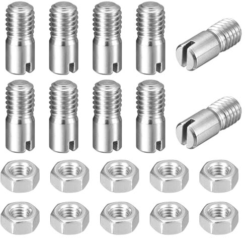 sourcing map 10 perni cilindrici con intaglio, M6 x 14 mm, in acciaio inox 304, con filettatura esterna, viti con scanalatura con dado per installazione di mobili per armadi (GB878)