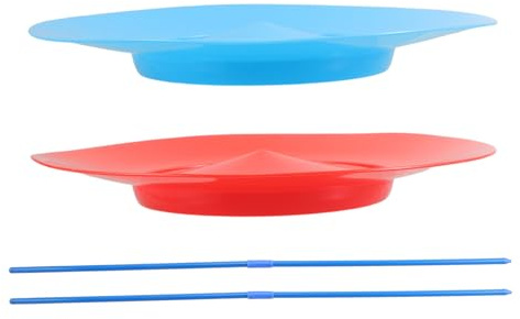 WOONEKY Set 2 Piatti da Giocoleria in Plastica con Bastoncini per Principianti, Gioco di Cattura con Bastoni, Facile da Maneggiare per Feste per Bambini e Spettacoli Circensi