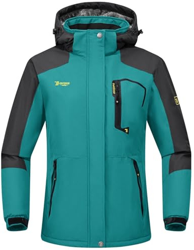 Rdruko Skijacke Damen Wasserdicht Winterjacke Snowboardjacke mit Kapuze | Winddicht Schneejacke mit Kapuze Atmungsaktiv Softshelljacke Fleece Gefüttert Verdickt Wanderjacke Winter Outdoor Jacken