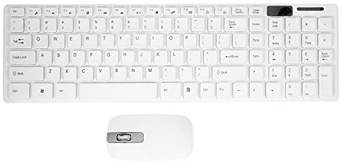 Janasiba Set Tastiera Wireless Sottile Bianca + Mouse Ottico Wireless per PC e Laptop