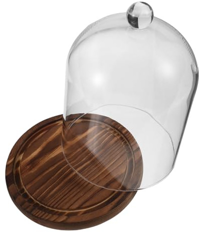 MAGICLULU Glass Dome Cloche with Rustic Wood Base for Eternal Flower Display Dustproof Bell Jar Cover for Preserved Flowers Romantic Wedding Anniversary Decor Multipurpose Floral and Candle