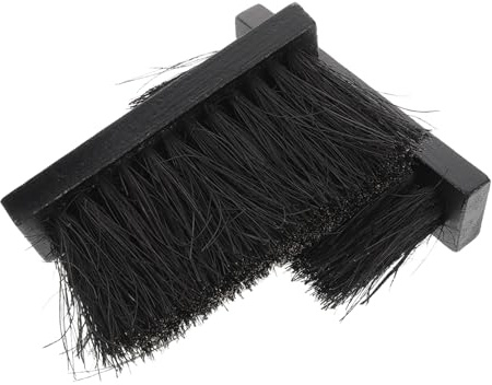 DECOMELODY Balai Cheminée Noir 2pcs Tête en Fibres de Palmier et Manche Bois pour Nettoyage des Cendres Villas et Hôtels