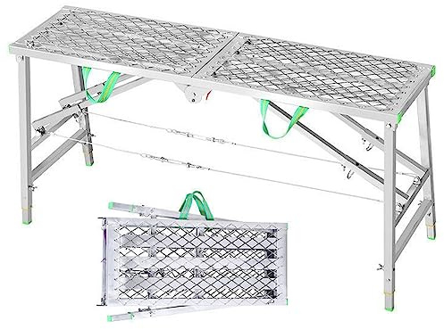LWJSOCP Portable Folding Scaffold Tower Ladder - Multipurpose Work Platform Stool for Construction Home Improvement and DIY Projects - Heavy Duty Lightweight Easy to Store