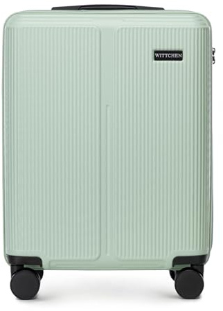 WITTCHEN Stripes Line | Kabinenkoffer 55 × 39 × 20 cm (M) | Hartschale ABS handgepäck Koffer 36 l, 4 Rollen 360° & Zahlenschloss | Handgepäck Tasche für Lufthansa/Eurowings/Ryanair | Farbe: Mintgrün