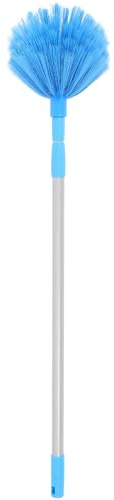 DIYEAH Plumero Extensible para Limpieza de Techo y Ventiladores Cepillo para Eliminar Telarañas con Poste Ligero y Mango Ergonómico para Polvo y Uso Interior Color Azul Claro