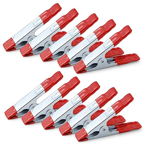 4 Inch Spring Clamps, 10 Pcs Spring Clips, Multipurpose Wood Clamps with Good Gripping and Rubber Tips, Heavy Duty Metal Clips for Tarpaulin, Camping, Modeling, Photography, Woodworking, DIY
