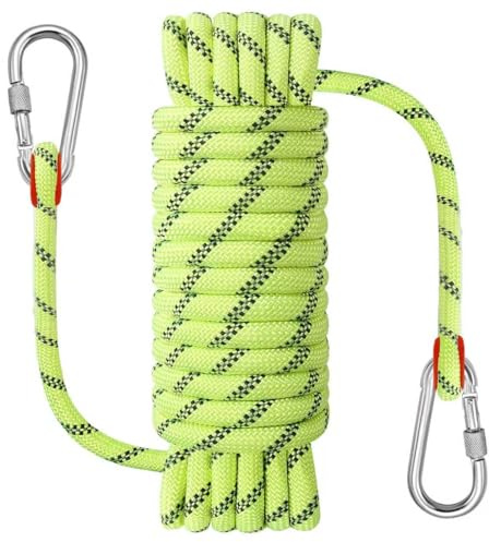 NorthPada Kletterseil Haken aus Nylon, 12 mm x 10 m, Reflektierend Fluoreszierendes Grün, Schwimmend, für Klettern, Baumpflege, Schaukeln, Bootfahren, Angeln, Rafting, Wandern und Baumpflege