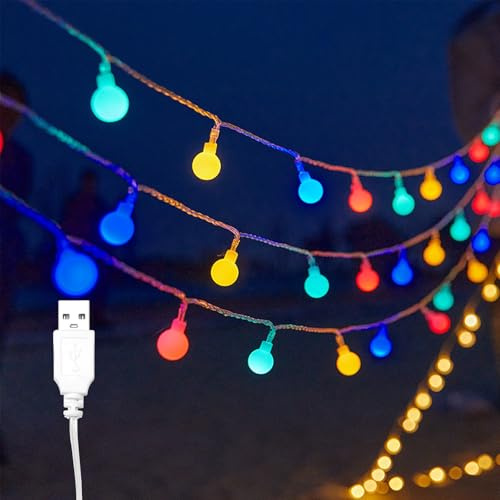 Kaleora Lichterkette Kugeln, 3M 20 LED Kugel Lichterkette, USB-Betrieben, Bunt Globus Lichterketten für Weihnachten Kinderzimmer Party Garten Hochzeit Innen & Außen Deko