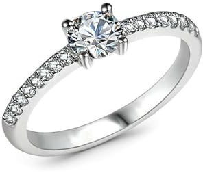 Whoiy Hochzeitsring Platin Moissanite 0.5ct, Ehering 950 Echtgold Trauringe Elegant Damenringe Größe 58 (18.5)