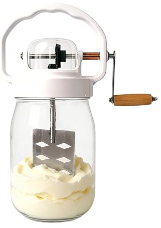 Batidora manual de mano | Batidora manual de 1500 ml con recipiente de vidrio, para hornear, cocinar, mermelada, pan, salsas, pasteles y masas, adecuada para hornear, cocina, niños, alimentos, harina