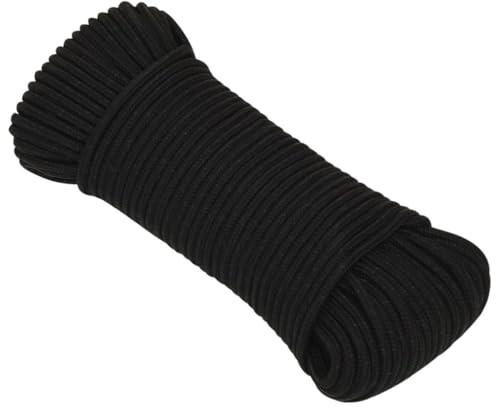 Arbetsrep svart 3 mm 50 m polyester flätad robust rep med hög slitstyrka mångsidigt för trädgård, verkstad, dekoration och hopprep för barn