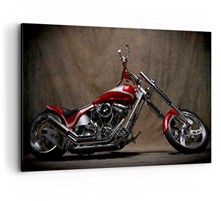 ARTTOR Bilder auf Leinwand 120x80cm Wandbild Autos Vintage - 0172 | Motorrad Chrom Räder Groß XXL Wanddekoration Wohnzimmer Schlafzimmer Wanddeko Wand Kunstdruck Wandkunst Wall Decor ARTTOR