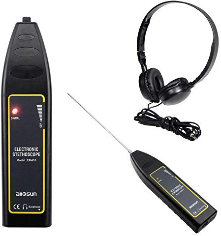 allsun EM410 Electronic Stethoscope Car Noise Finder Diagnostic Listening Device Machine Noise Detector for Automotive/Industrial Machine/Household Appliance 100Hz~10kHz Black