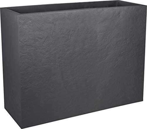 EDA - Loft a parete bassa L Volcania 46 L - Decorazione finta pietra - Doppia parete - Zona di ritenzione idrica - 78,5 x 29,5 x 60 cm - Grigio antracite