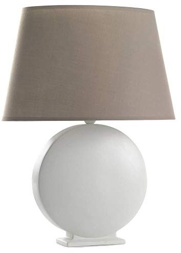 ONLI Lampada da Tavolo in Ceramica Bianca con Paralume Tortora