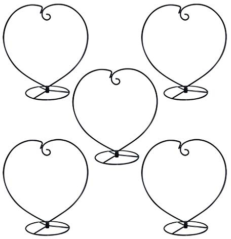 MOCOUM Ornament Display Stand, Iron Glass Ball Ornament Holder Stand for Hanging Plants, Hanging Terrarium Stand for Christmas Wedding Ornament, Home Office Decor (5pcs Black Heart Shaped)