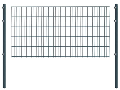 Doppelstabmattenzaun - Komplettset inkl. Pfosten und Montagematerial - Verschiedene Längen und Höhen – Grün oder Anthrazit (L 6 m | H 103 cm | Anthrazit)