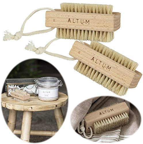 LS-LebenStil 2X Nagelbürste Holz Natur Borsten Buche doppelseitig Handbürste Waschbürste Fingerbürste Fingerbürste Pflegebürste Schrubbbürste Reinigen von Dreck und Schmutz unter den Nägel